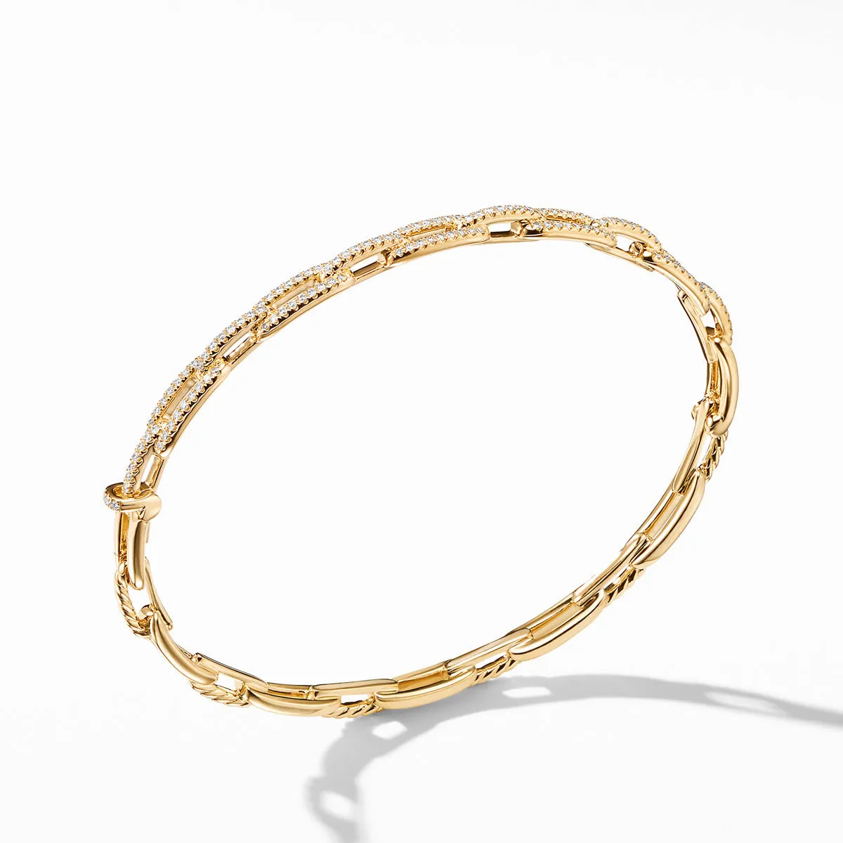 Stax Chain Link Bracelet with Diamonds in 18K Gold, 4mm