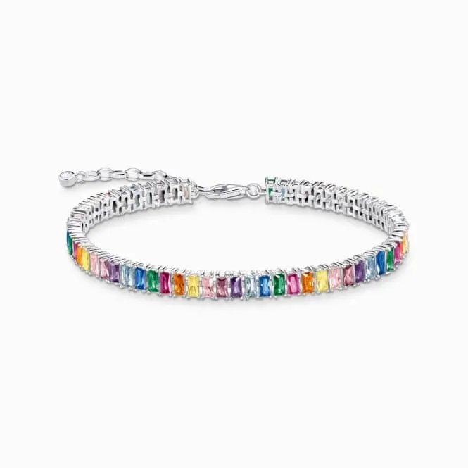 Sterling Silver Colourful Stones Tennis Bracelet A2030-073-7