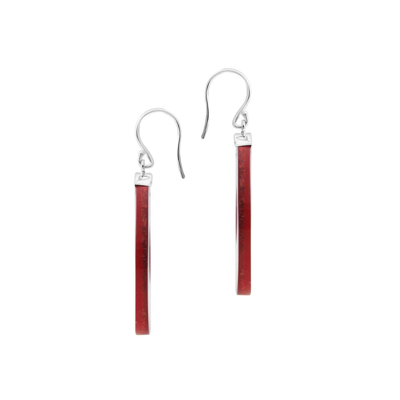 Sterling Silver RED CORAL Round Donut Earrings