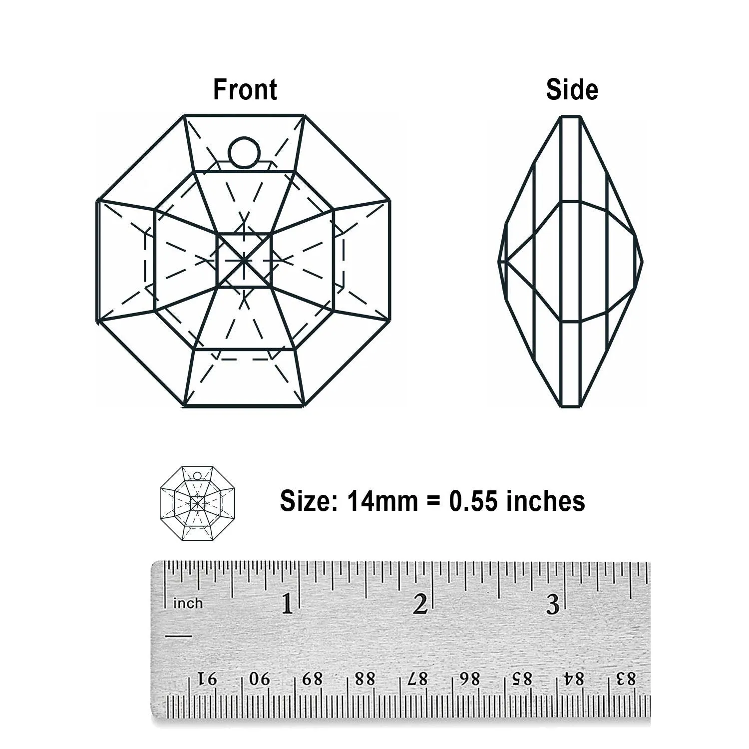 Swarovski Strass Crystal 14mm Light Peridot Octagon Lily Prism Two Holes