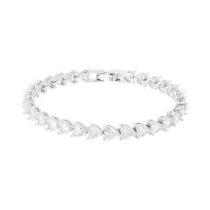 Tennis bracelet with cubic zirconia hearts