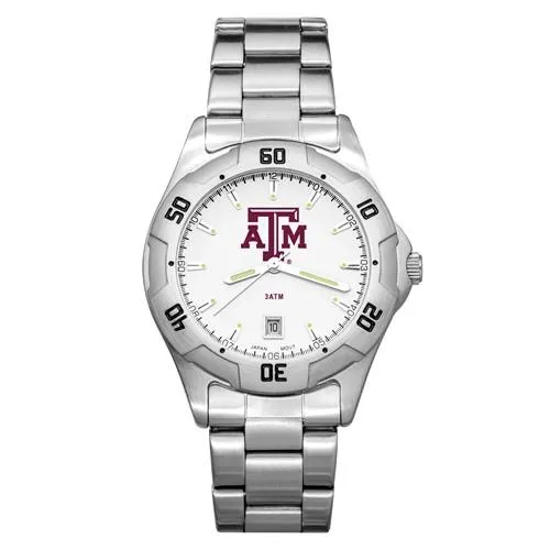 Texas A&M University All-Pro Mens Watch - Chrome Plated - Bracelet