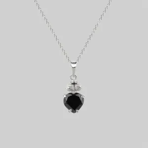 The Sacred Heart Black Spinel Necklace - Silver