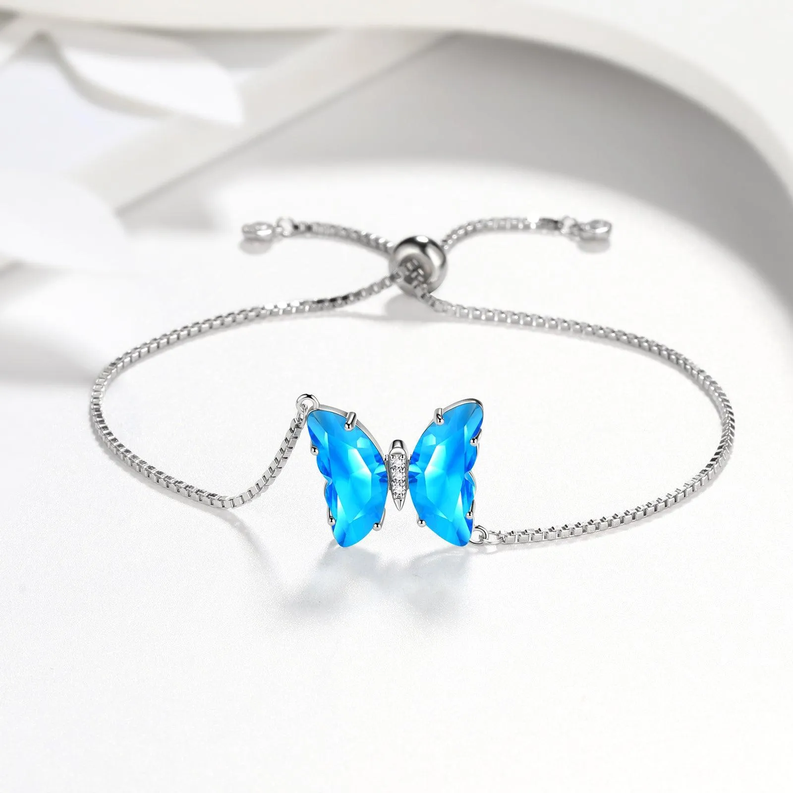 Tokyo Mart Blue Butterfly Bracelet March Aquamarine Birthstone Women Girls Jewelry Birthday Gift