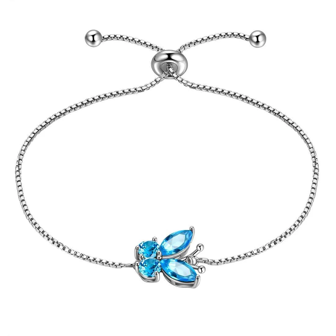 Tokyo Mart Butterfly Bracelet Birthstone March Aquamarine Women Girls Jewelry Birthday Gift