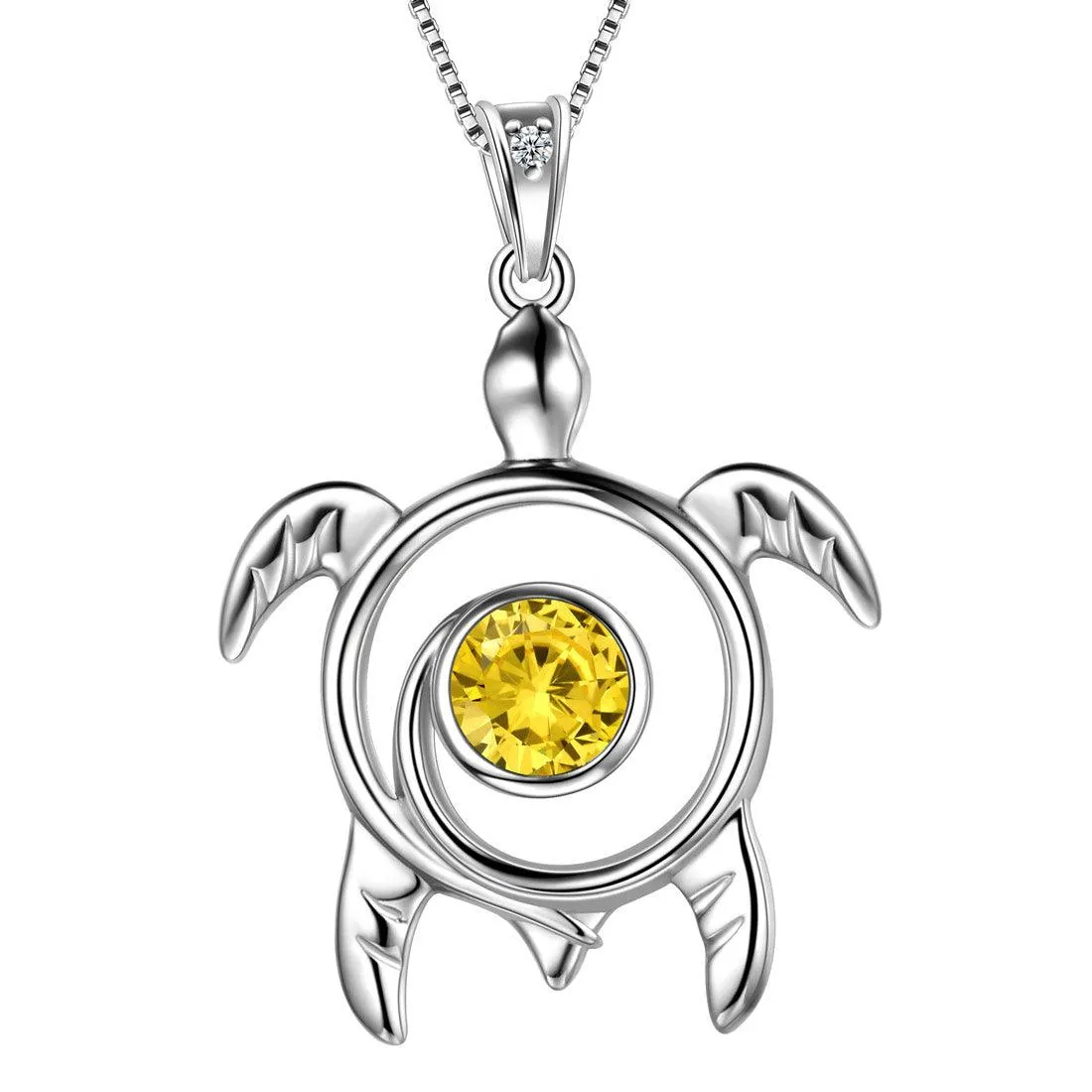 Tokyo Mart Turtle Birthstone November Citrine Necklace Pendant Women Girls Jewelry Birthday Gift