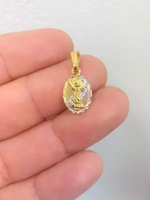 Tri Color Divino Niño Pendant with Diamond Cut Design in Gold Filled Best Quality 14x8mm for Womens Kids Childrens / Baby Jesus Pendant Mens