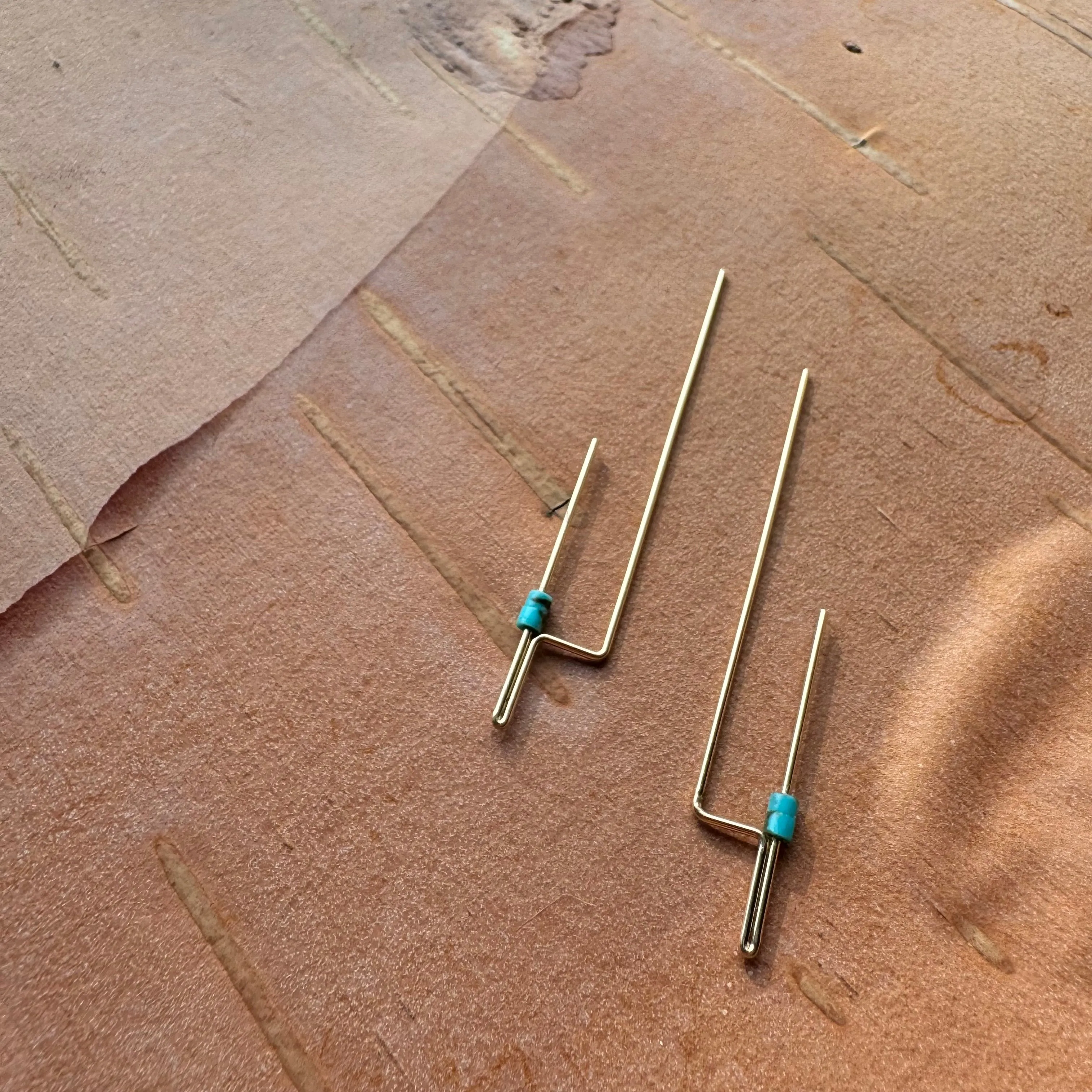 Turquoise Stick 14k Gold fill Earrings by 8.6.4 Design