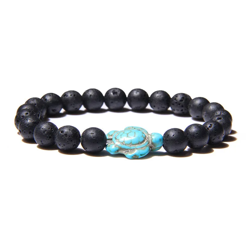 Turquoise Tortoise Accessory Bracelet Black Volcanic Stone Bracelet