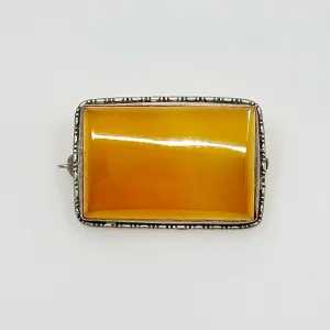 Vintage 800 silver carnelian brooch