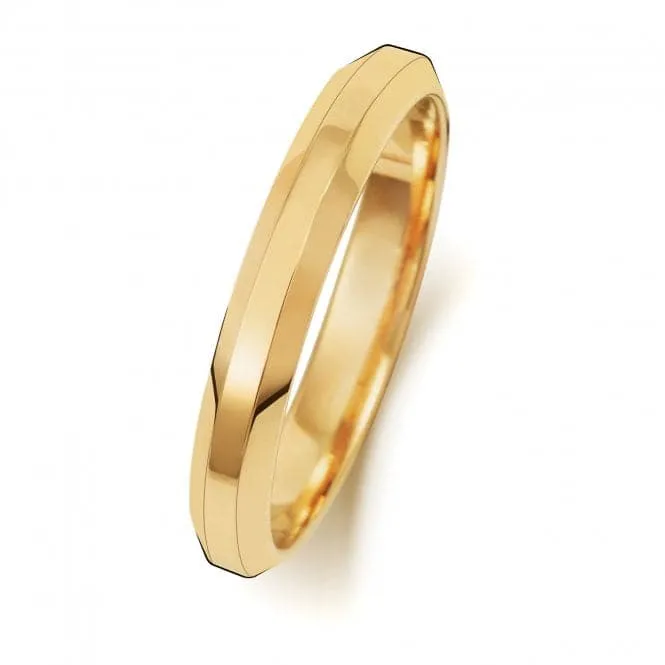 Wedding Band 9ct Gold Wedding Bevelled Edge Ring W143M