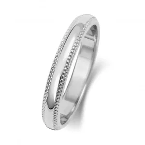 Wedding Band 9K D Shape Millgrain3 mm-1.15 Wedding  Ring W183WL