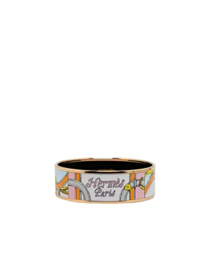 Wide Enamel Bangle with Rose Gold Plating