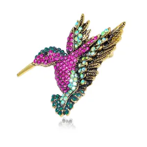 Women's Hummingbird Rhinestone Brooch