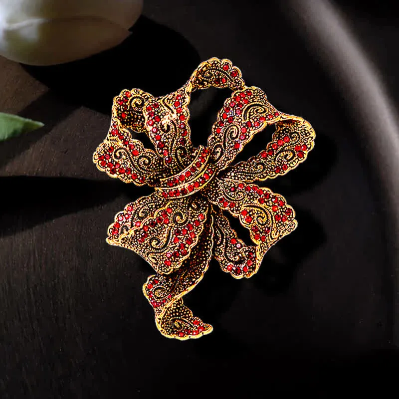 Women's Vintage Boho Bow Zircon Brooch